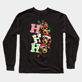 Ho Ho Ho Funny Christmas For Dachshund Lovers Long Sleeve T-Shirt